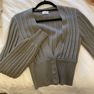 Aritzia Wilfred Green Plunge Front Cardigan